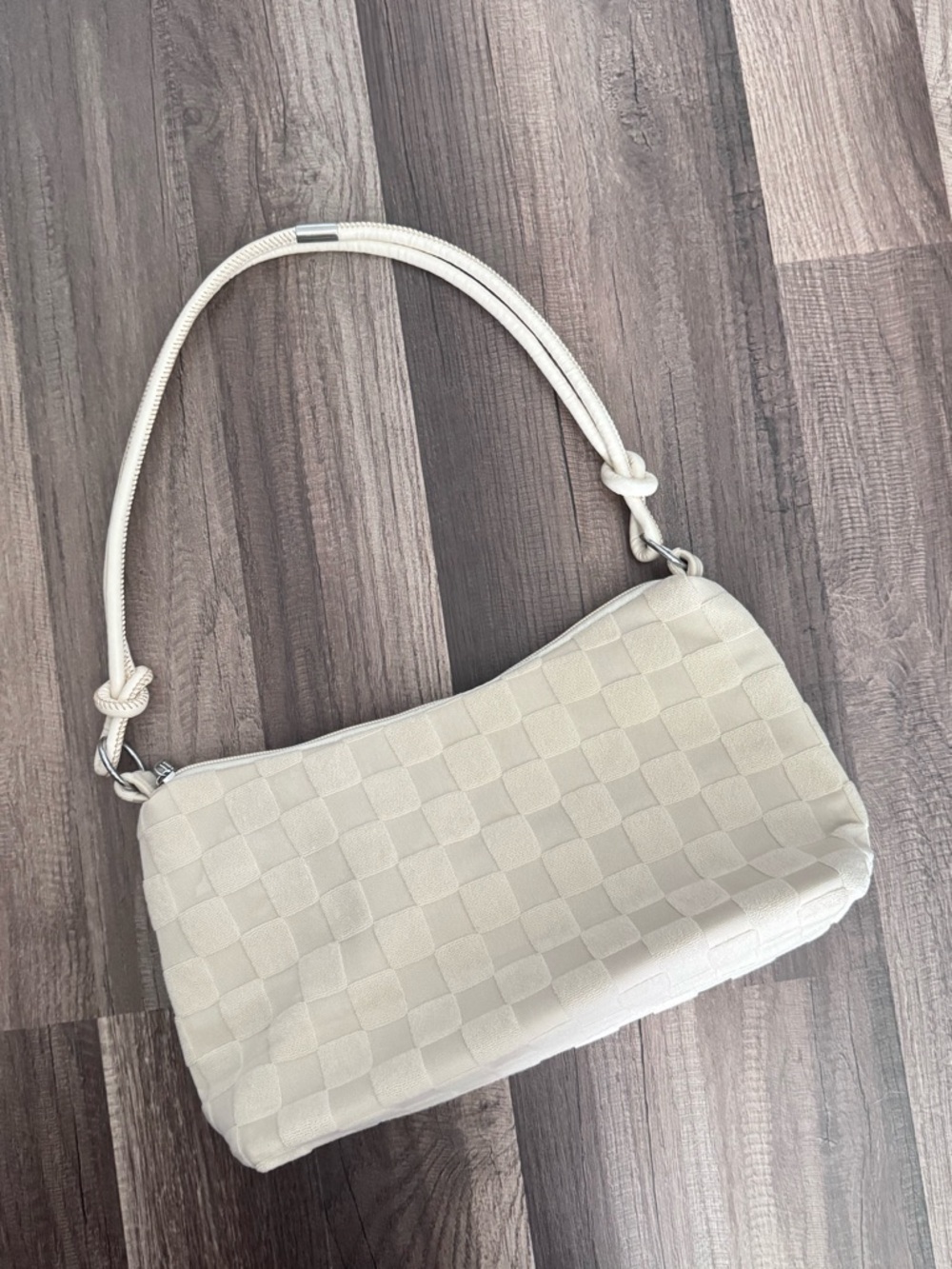 Cream Checkered Shoulder Bag - Stylish Everyday Carry